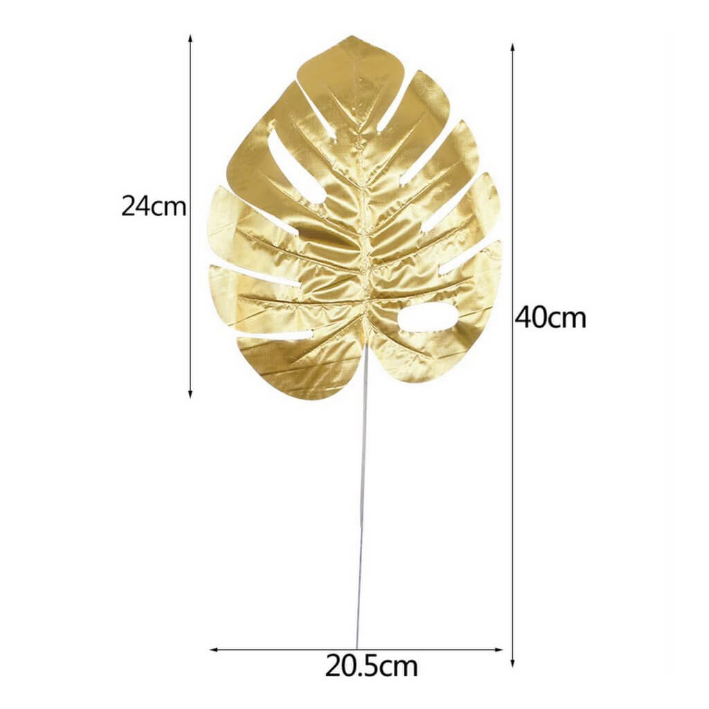 Tropical Artificial Monstera Leaf 10 Pack - Metallic Gold