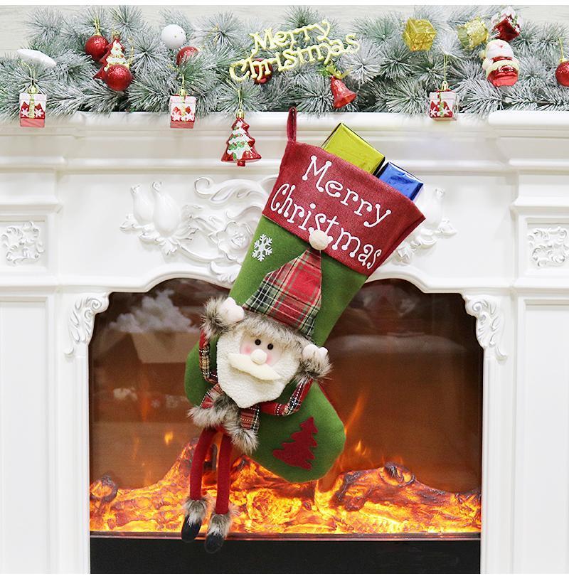 Large Traditional Merry Christmas Stocking Santa Sack Gift Bags
