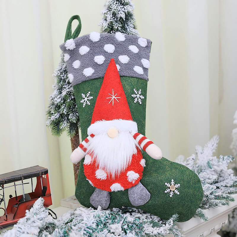 Large Felt Woodland Santa Claus Christmas Stocking