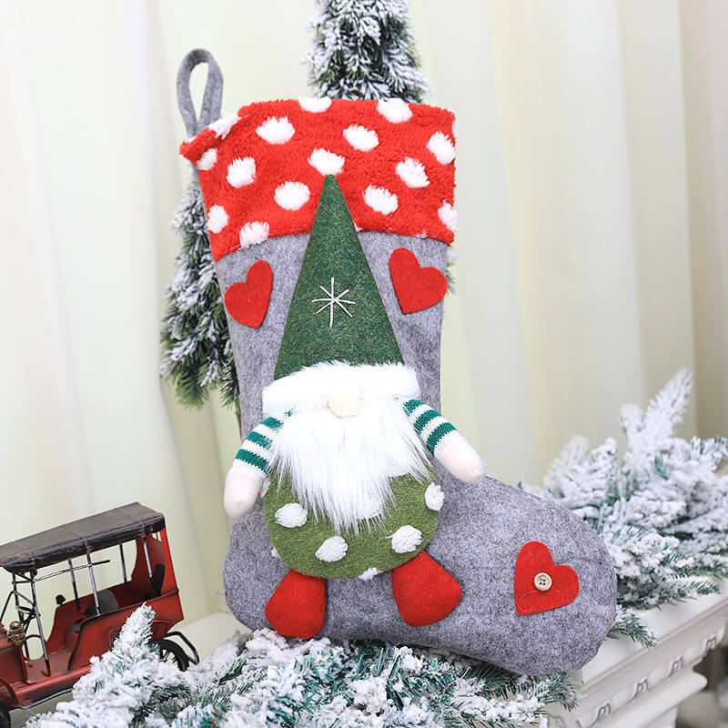 Large Felt Woodland Santa Claus Christmas Stocking