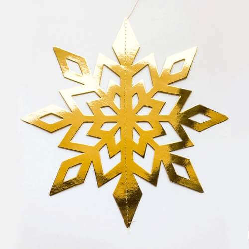 3D Metallic Gold Christmas Snowflake Paper Hanging Ornament 6 Pack
