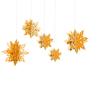 3D Metallic Gold Christmas Snowflake Paper Hanging Ornament 6 Pack