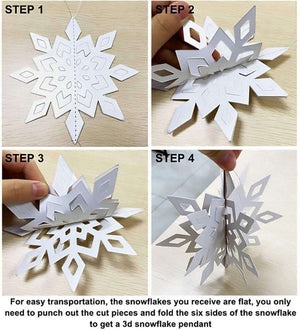 White Glitter Christmas Snowflake Paper Hanging Ornament 6 Pack Hanging Instructions