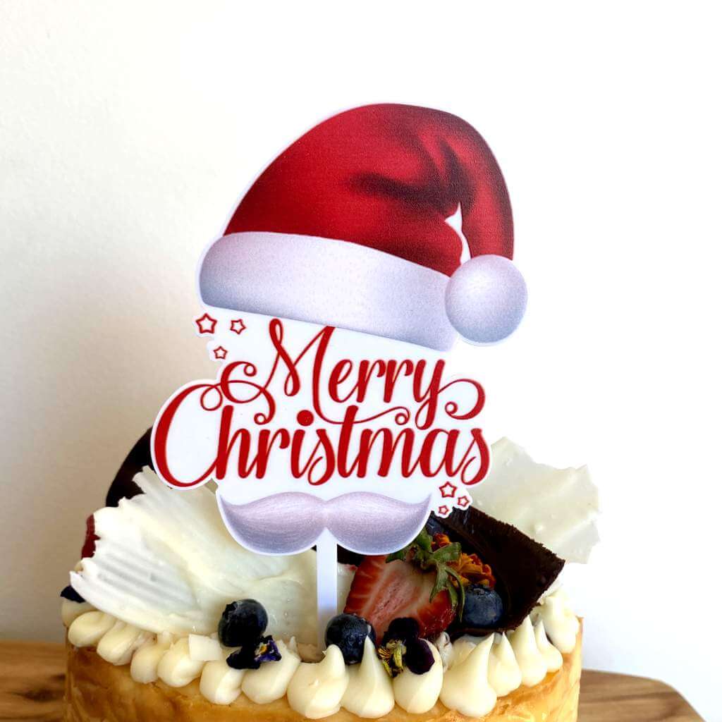 Acrylic Red Santa Hat Merry Christmas Cake Topper