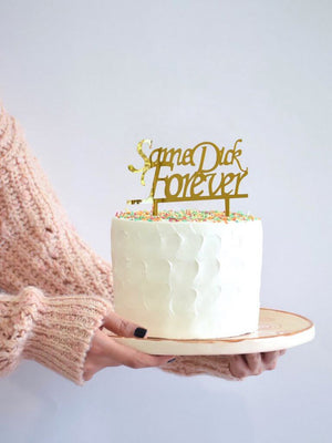 Gold Mirror Acrylic 'Same Dick Forever' Cake Topper