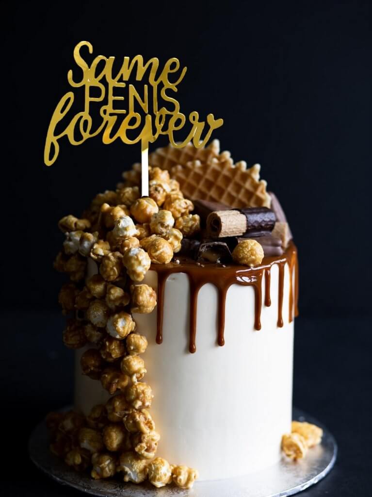 Gold Mirror Acrylic 'Same PENIS forever' hen party bridal shower Cake Topper