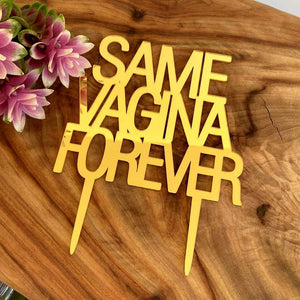 gold mirror acrylic SAME PENIS FOREVER stag bachelor party  cake topper
