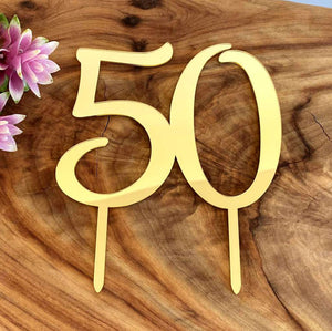 Acrylic Gold Mirror Number 50 Birthday Cake Topper