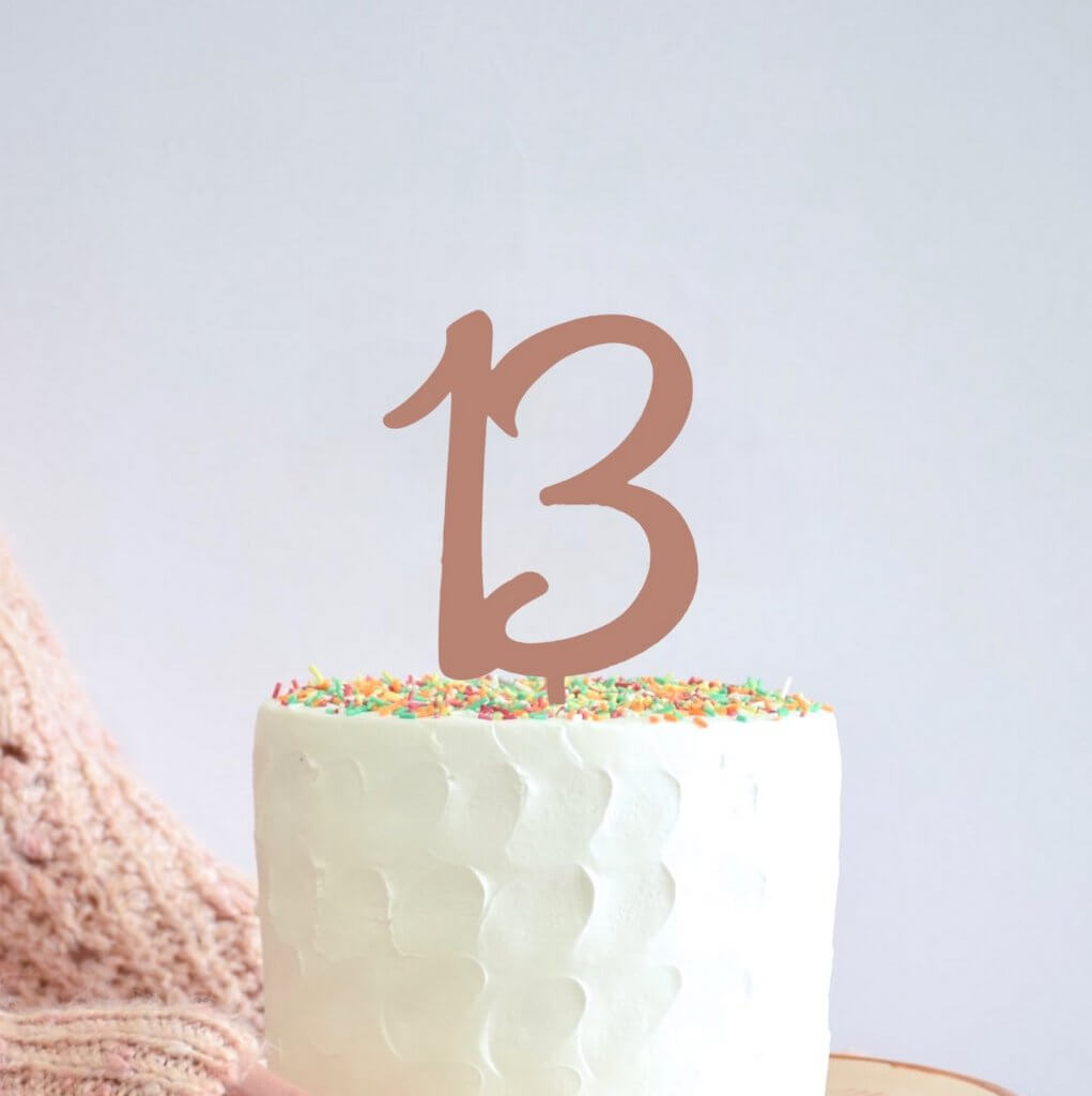 Acrylic Rose Gold Mirror Number 13 Birthday Cake Topper