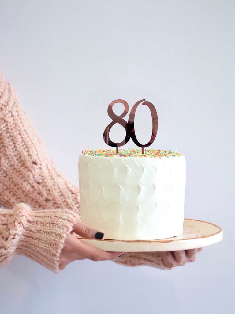 Acrylic Rose Gold Mirror Number 80 Birthday Cake Topper