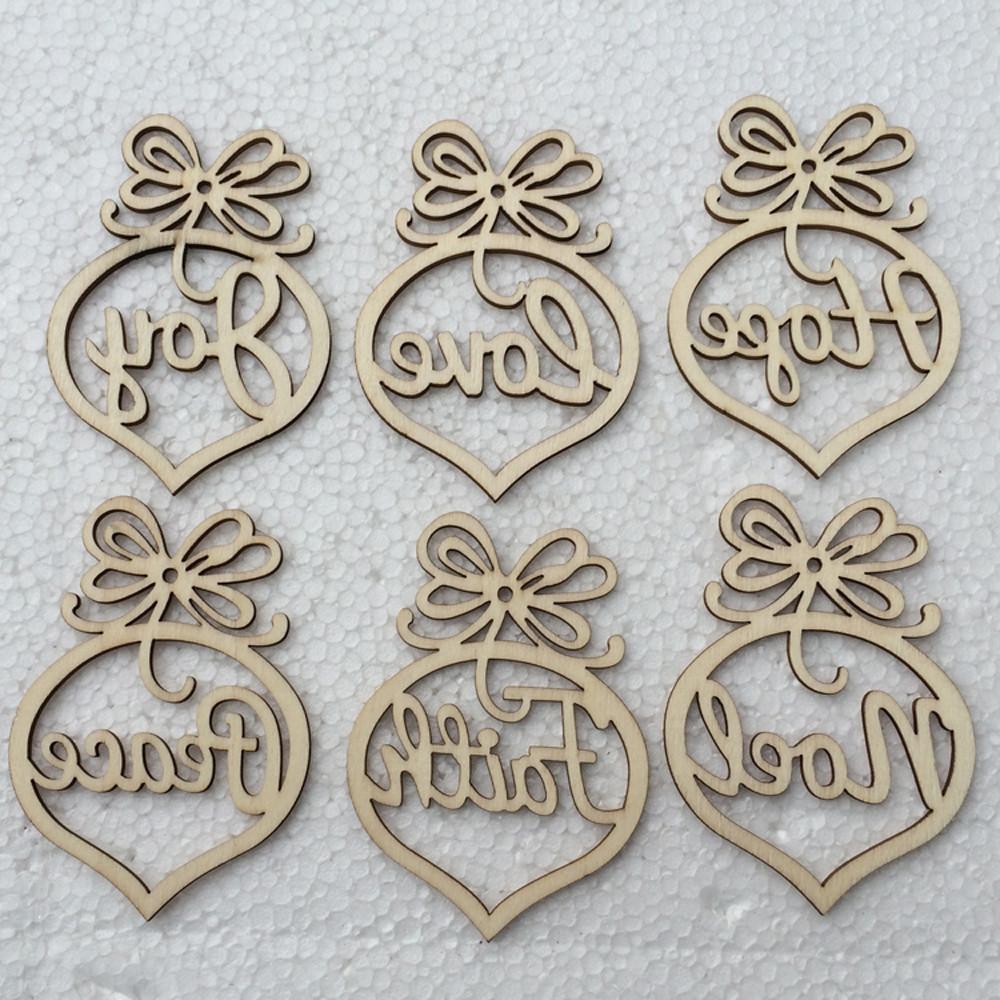 Laser Cut Religious Wooden Christmas Tree Ornaments 6 pack - Online Party Supplies