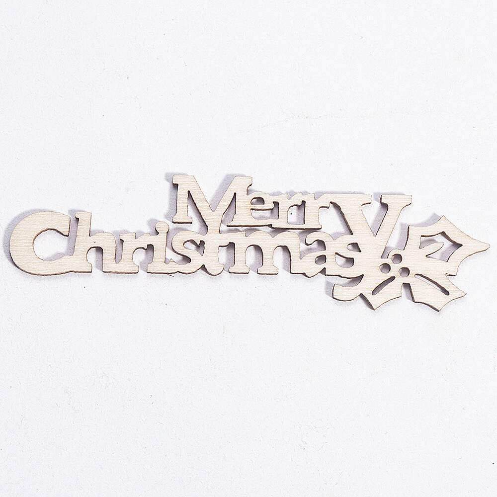 Wooden Merry Christmas Confetti Table Scatters Sprinkles 10 Pack - Rustic Xmas Party Decorations