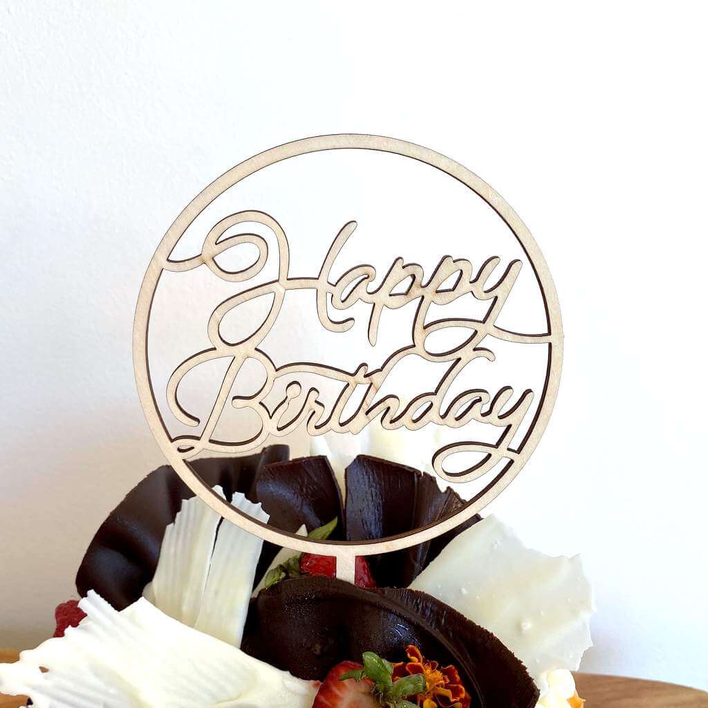 Wooden Happy Birthday Loop Cake Topper birthday cake decorations