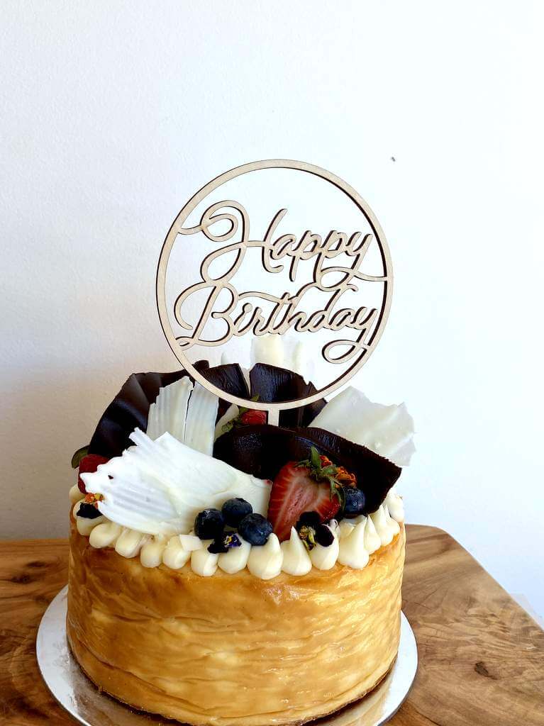 Wooden Happy Birthday Loop Cake Topper