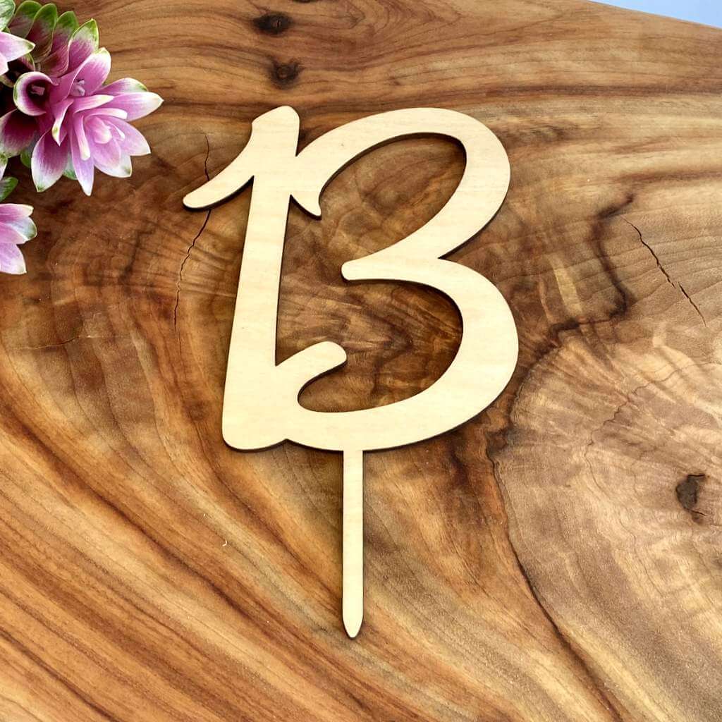 Wooden Number 13 Birthday Cake Topper