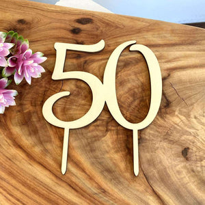 Wooden Number 50 Birthday Cake Topper