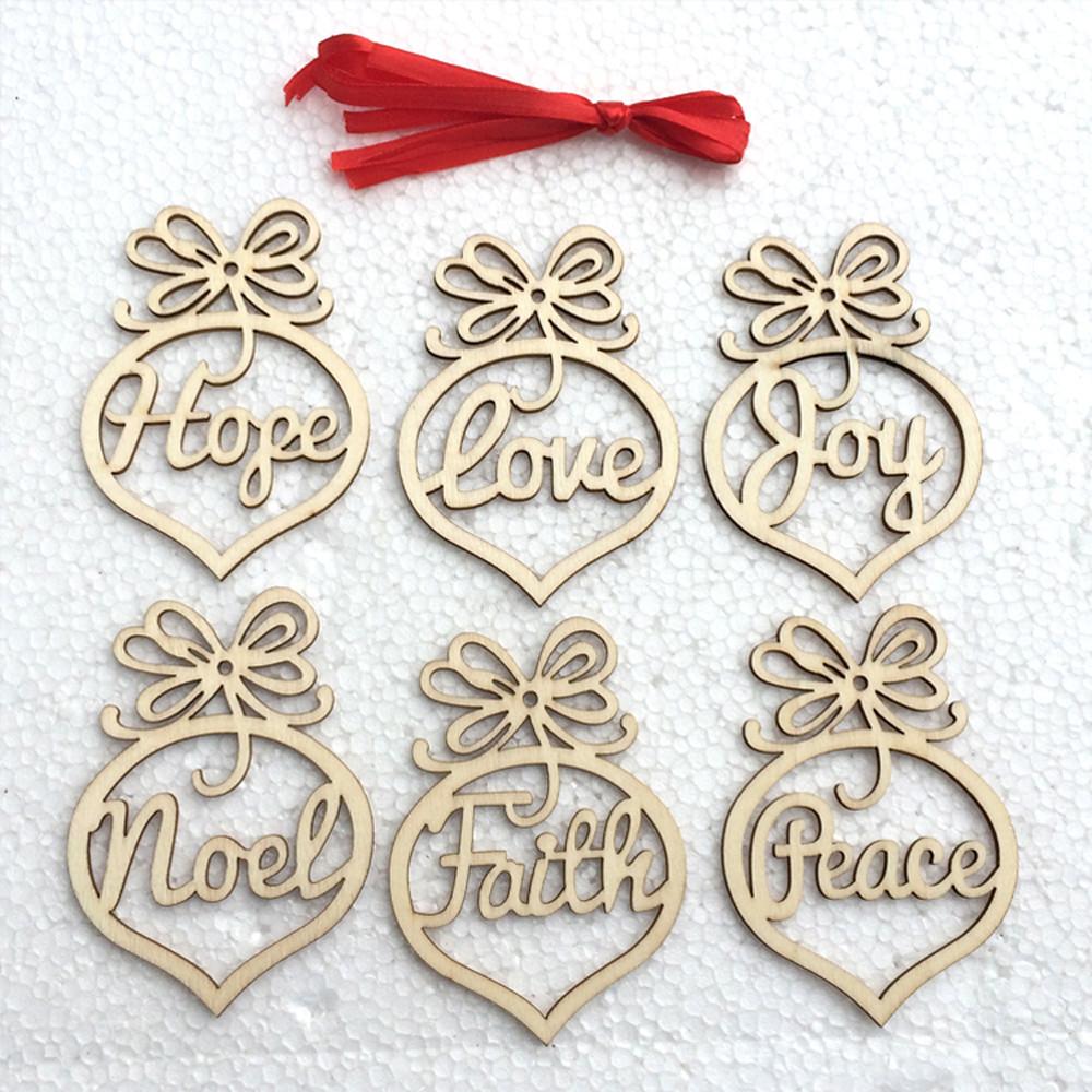 Laser Cut Religious Wooden Christmas Tree Ornaments 6 pack - Online Party Supplies