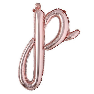 Rose Gold A-Z Lowercase Alphabet Letter Foil Balloons - Letter p
