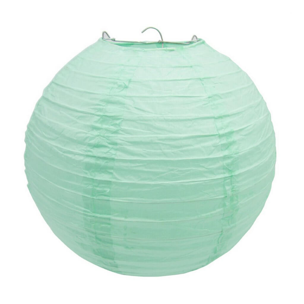 Mint Green Round Chinese Paper Lantern - 4 Sizes