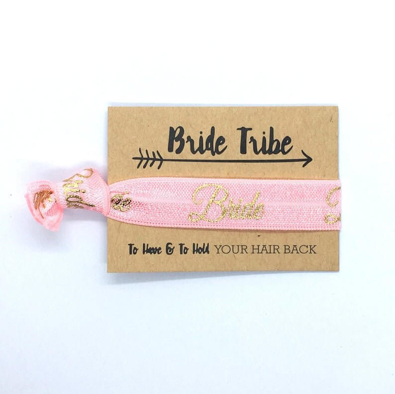 Light Pink Wedding Bridal Shower Bride Hair Tie Wristband - Online Party Supplies