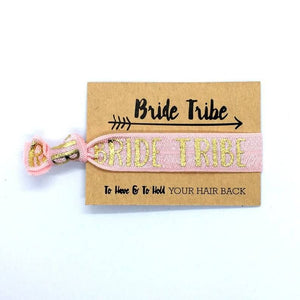 Gold Print Light Pink Bride Tribe Hair Tie Bridal Wristband for Hen Bachelorette Party Bridesmaids gifts