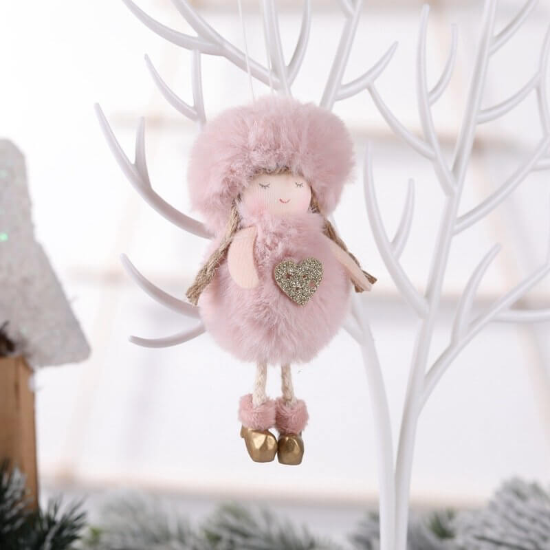 Wooden Christmas Angel Doll Xmas Tree Hanging Ornament - white