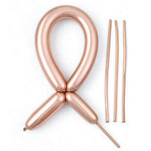 Long Chrome Latex Party Balloon 10 Pack - ROSE GOLD