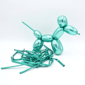Long Chrome Latex Party Balloon 10 Pack - green