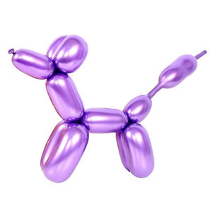 Long Chrome Latex Party Balloon 10 Pack - purple