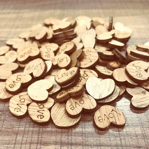 Love Heart Shaped Wooden Confetti Table Scatters