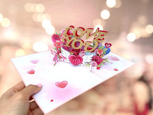 LOVE YOU in Sweetheart Rose Garden 3D Pop Up Card