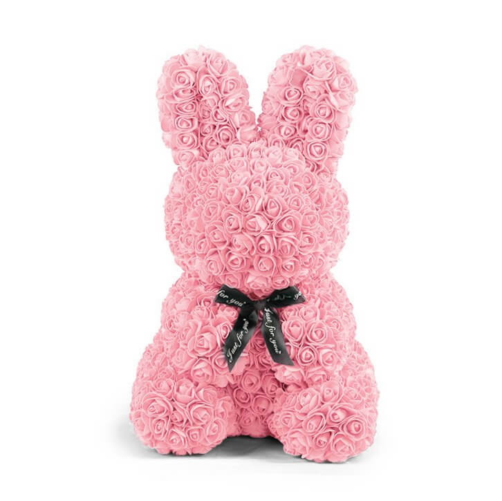 Luxury Everlasting Rose Bunny Rabbit with Gift Box - Baby Pink