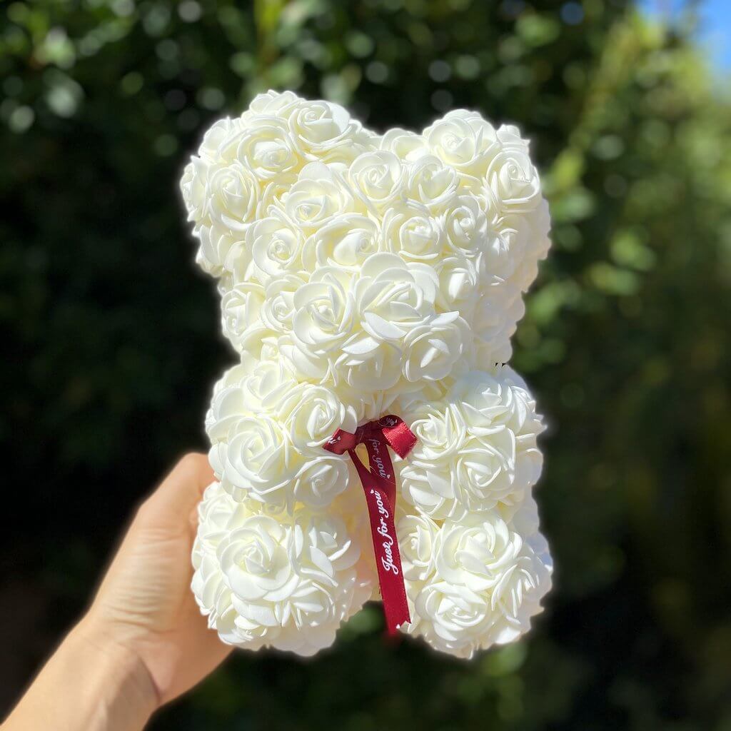 Luxury Everlasting Rose Teddy Bear with Gift Box - Cream