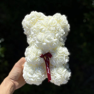 Luxury Everlasting Rose Teddy Bear with Gift Box - Cream