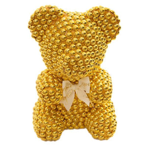 Luxury Everlasting Pearl Teddy Bear with Round Gift Box - Gold