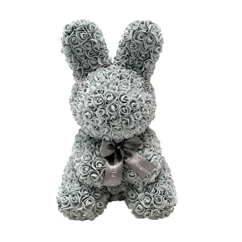 Luxury Everlasting Rose Bunny Rabbit with Gift Box - Grey