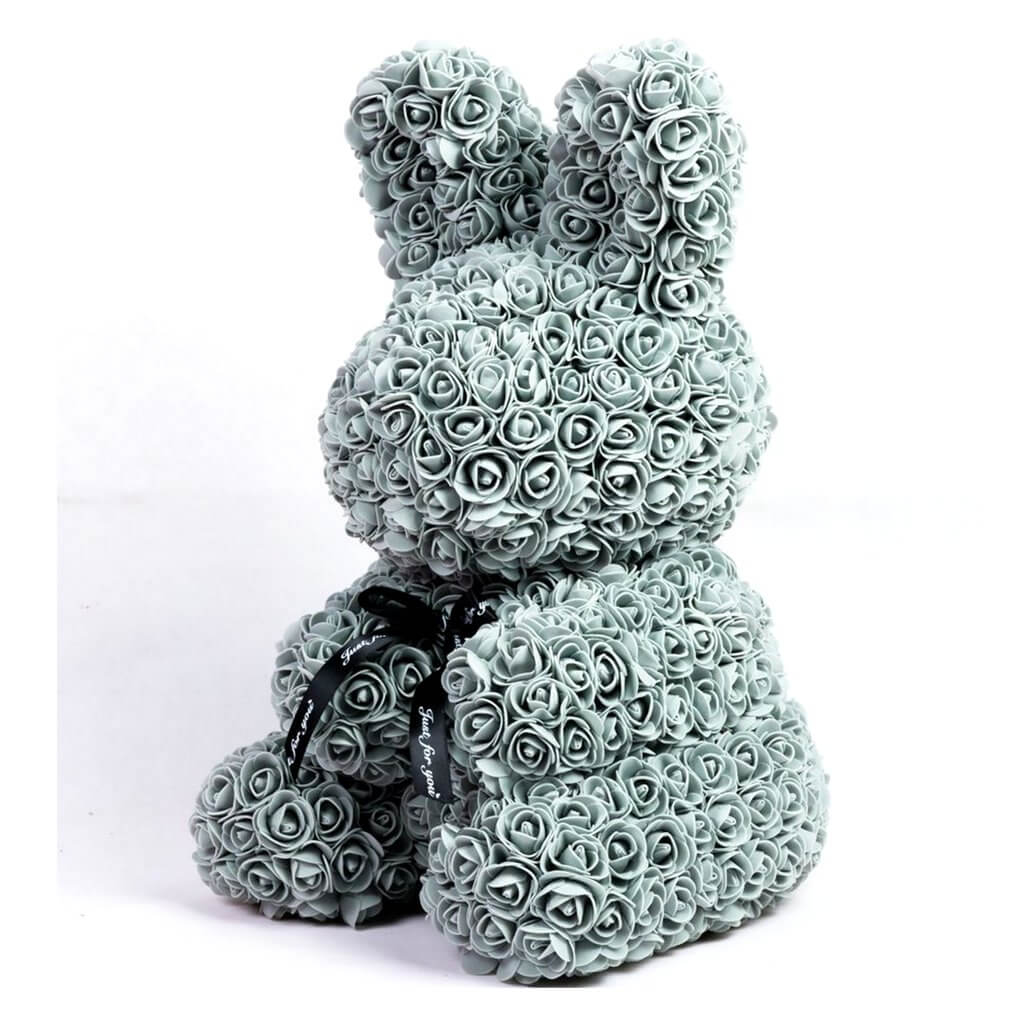 Luxury Everlasting Rose Bunny Rabbit with Gift Box - Grey