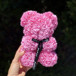 Luxury Everlasting Rose Teddy Bear with Gift Box - Hot Pink