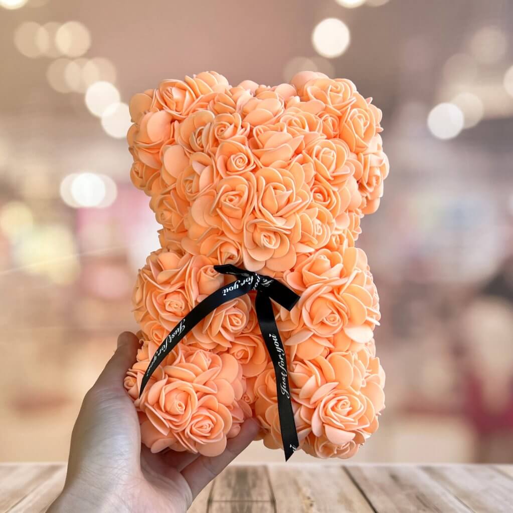 Mini Luxury Peach Pink Rose Teddy Bear Mini Luxury Peach Pink Rose Teddy Bear
