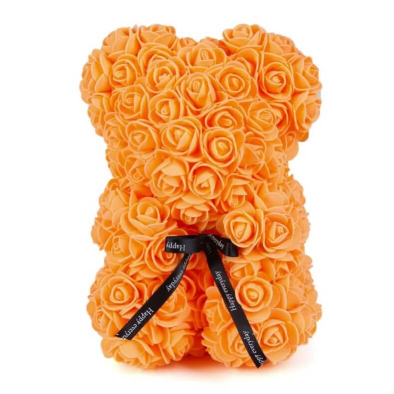 Orange Luxury Everlasting Rose Teddy Bear w Gift Box Party Supplies