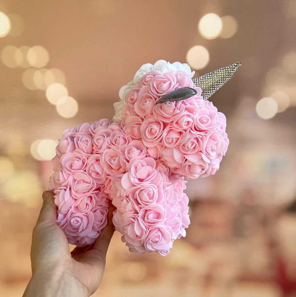 Luxury Everlasting Rose Unicorn with Gift Box - Baby Pink