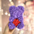 Luxury Everlasting Rose Teddy Bear with Gift Box - Purple Bear with Red Heart