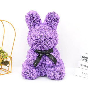 Luxury Everlasting Rose Bunny Rabbit with Gift Box - Purple