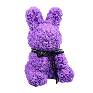 Luxury Everlasting Rose Bunny Rabbit with Gift Box - Purple