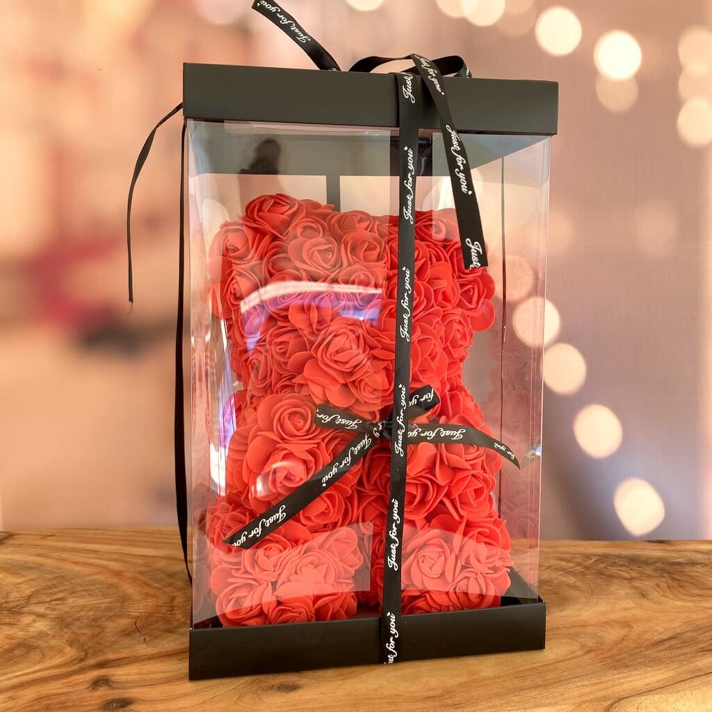 Luxury Everlasting red Rose Teddy Bear with Gift Box