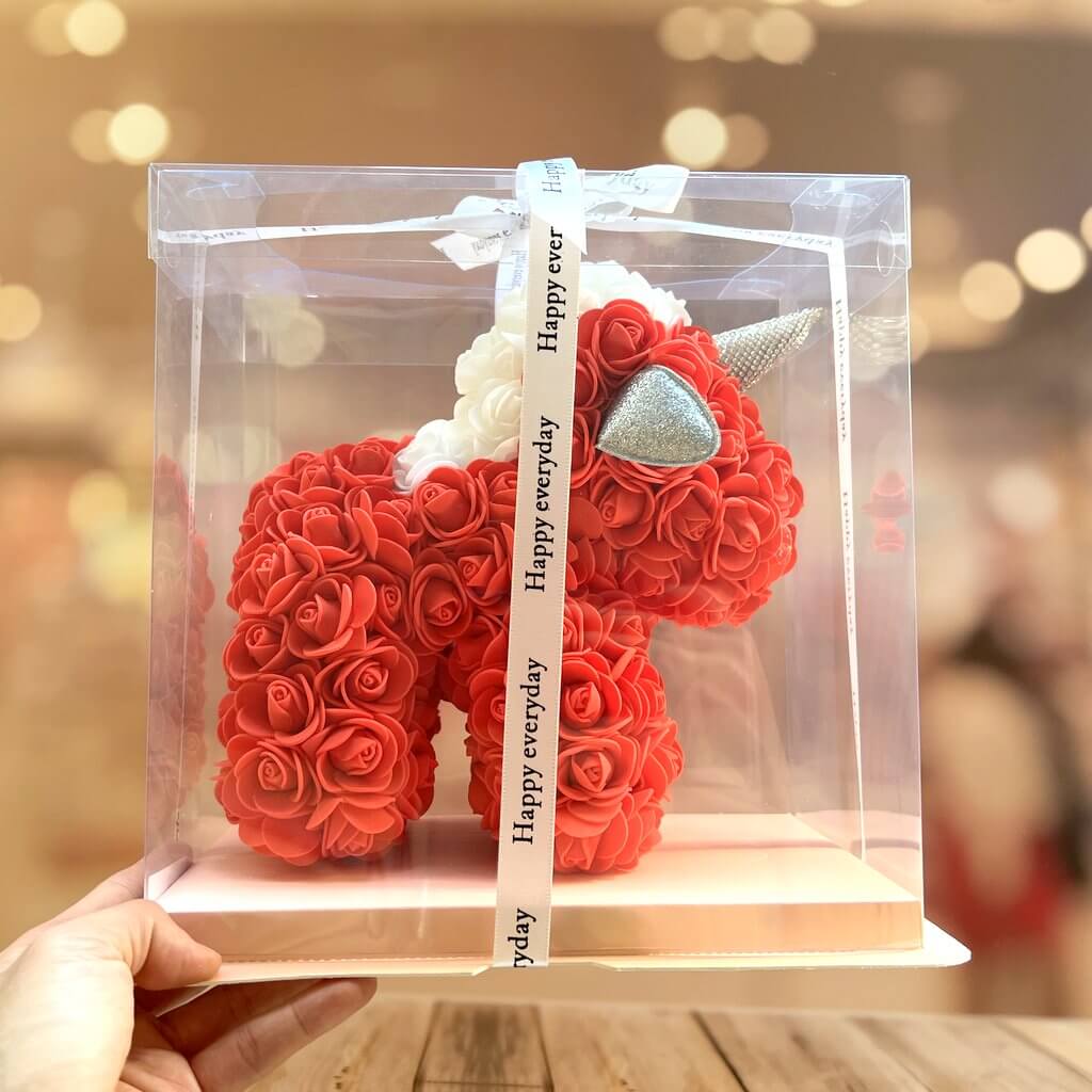 Luxury Everlasting Rose Unicorn with Gift Box - Red