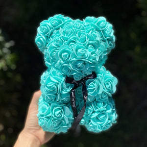 Luxury Everlasting teal Rose Teddy Bear with Gift Box