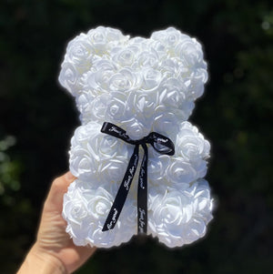 Luxury Everlasting white Rose Teddy Bear with Gift Box