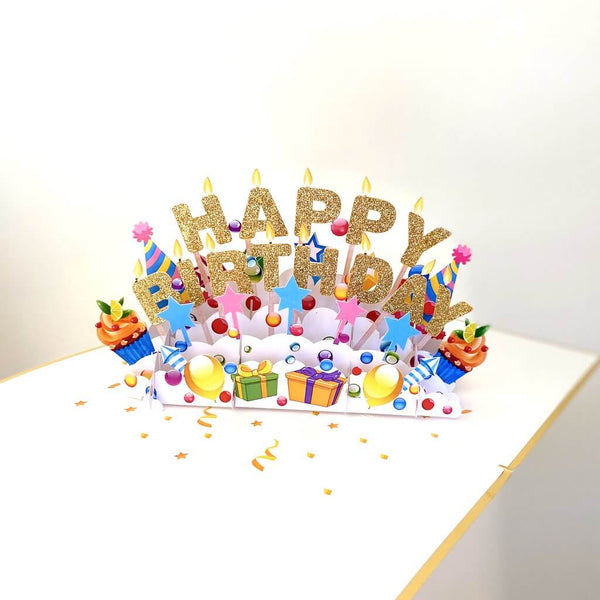 Luxury Gold Glitter Happy Birthday with Presents Pop Card - Image 3