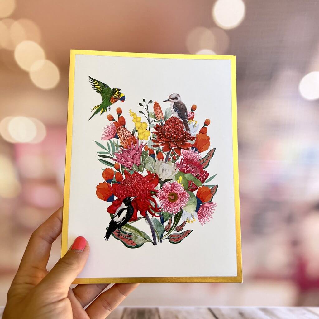 Luxury Australian Native Flower & Animal Origami Pop Up Greeting Card